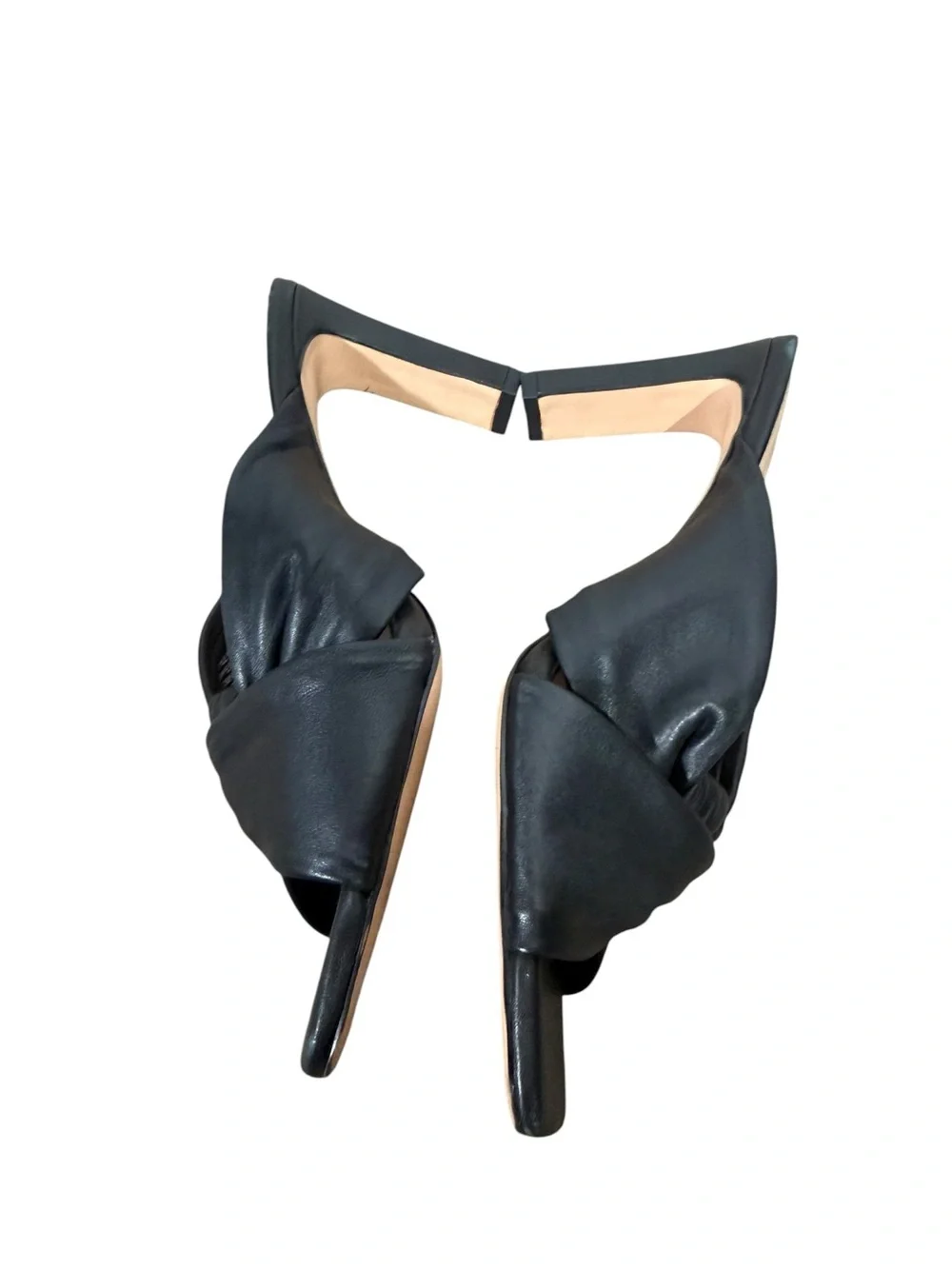 J. Crew Ava twist-knot heels in black‎ leather size 8.5